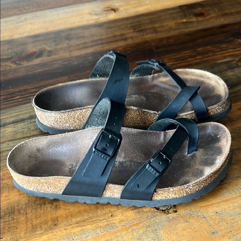 Birkenstock Mayari Birko-Flor - Black Cross-Strap Sandals